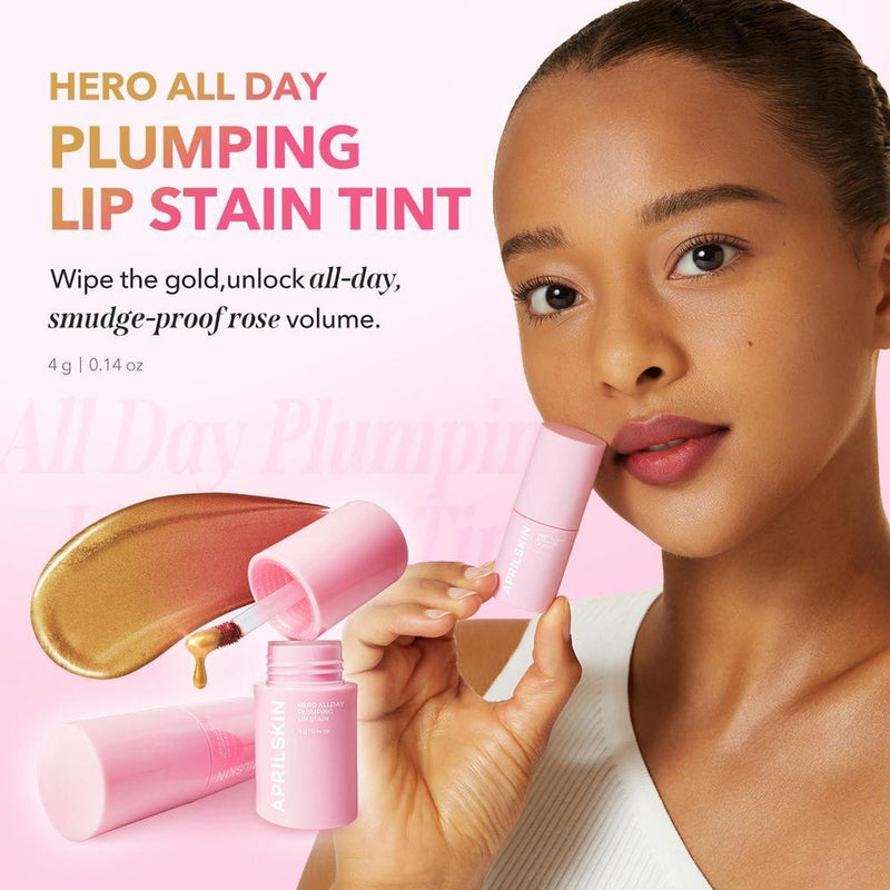 APRILSKIN Hero All Day Plumping Lip Stain Rosa de larga duración con efectos voluminizadores e hidratantes