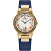Citizen Eco-Drive Disney Princess, caja de acero oro con correa de cuero azul y juego de regalo de alfiler, modelo GA1079-41W