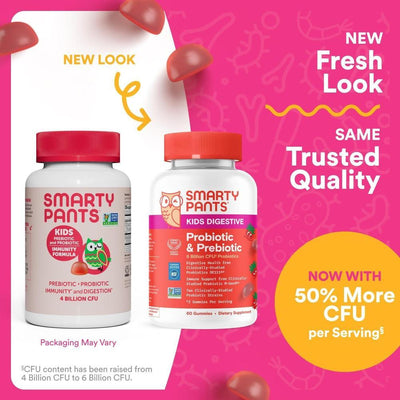 Gomitas SmartyPants Probiotic + Inmunidad para niños, apoya digestión y sistema inmune, sabor fresa, 60 piezas