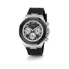GUESS Reloj de pulsera para hombre, caja de acero inoxidable resistente al agua, banda de silicona, movimiento de cuarzo exacto