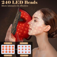 Mascarilla LED con terapia de luz roja e infrarroja, 7+1 colores para el cuidado facial avanzado. Recargable y portátil