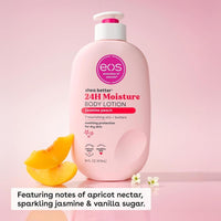 eos Shea Better Loción corporal Jasmine Peach, cuidado de la piel 24 horas, ligera, vegana y con karité natural