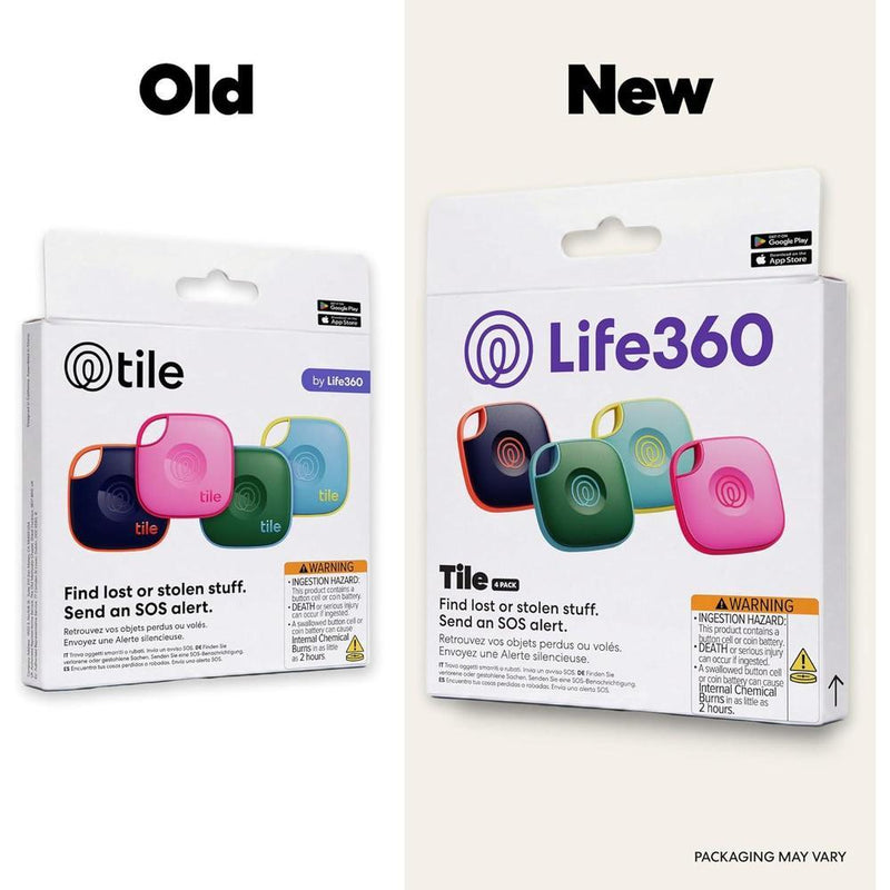 Tile Mate Rastreador Bluetooth para llaves, bolsas y artículos, compatible con iOS y Android, paquete de 4 colores