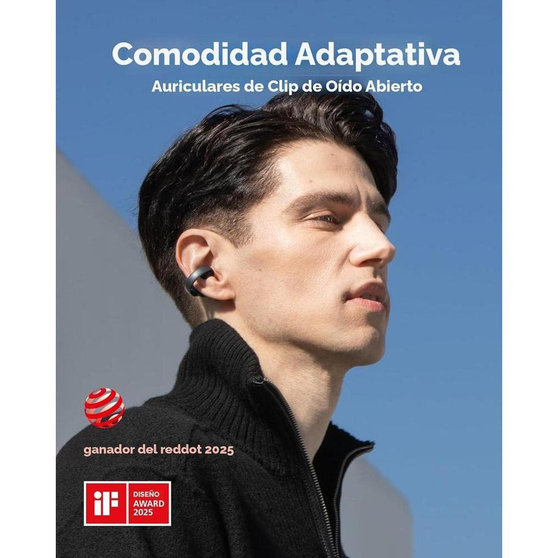 Auriculares Soundcore Aeroclip, Oreja Abierta, Llamadas Claras Con IA, Ajuste Seguro, 12mm, Bluetooth