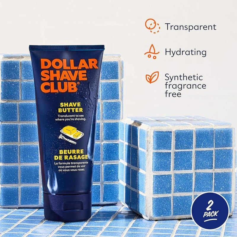 Dollar Shave Club Shave Butter Paquete de 2 Crema de Afeitar Translucida para Pieles Sensibles