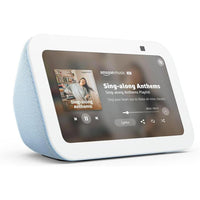Amazon Echo Show 5 más reciente con pantalla inteligente, bajo mejorado y sonido claro, color azul cielo