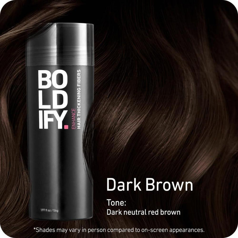 Fibras capilares Boldify marrón oscuro para cabello fino, oculta pérdida de cabello y engruesa en segundos, para mujeres y hombres