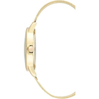 Reloj de pulsera para mujer Nine West en dorado con acero inoxidable, cristal resistente y diseño floral elegante