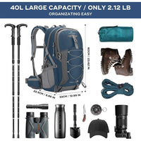 Maelstrom Mochila Senderismo Impermeable 40L Con Funda De Lluvia, Ligera Para Hombres Y Mujeres, Ideal Para Deportes Al Aire Libre, Azul