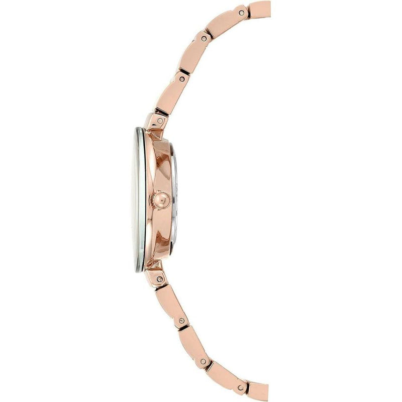 Anne Klein reloj de pulsera para mujer con esfera de diamante genuino, caja de acero inoxidable y pulsera de metal color oro rosa