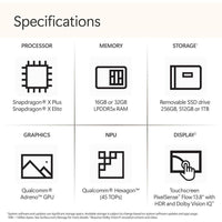 Microsoft Surface Laptop 2024, Windows 11 Copilot+, Pantalla Táctil 13.8", Snapdragon X Plus, 16GB RAM, 512GB SSD, Zafiro