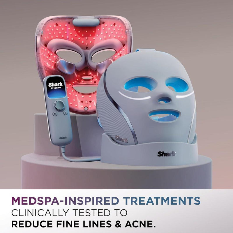 Mascarilla facial LED Shark CryoGlow con enfriamiento ocular, antienvejecimiento y reparación de imperfecciones, USB-C y control remoto