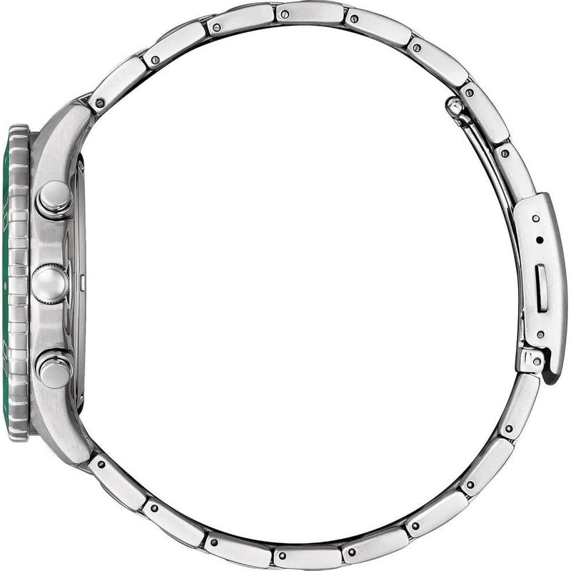 Reloj Citizen Eco-Drive Weekender Sport Casual, acero inoxidable plateado, cronógrafo y resistente al agua para hombre