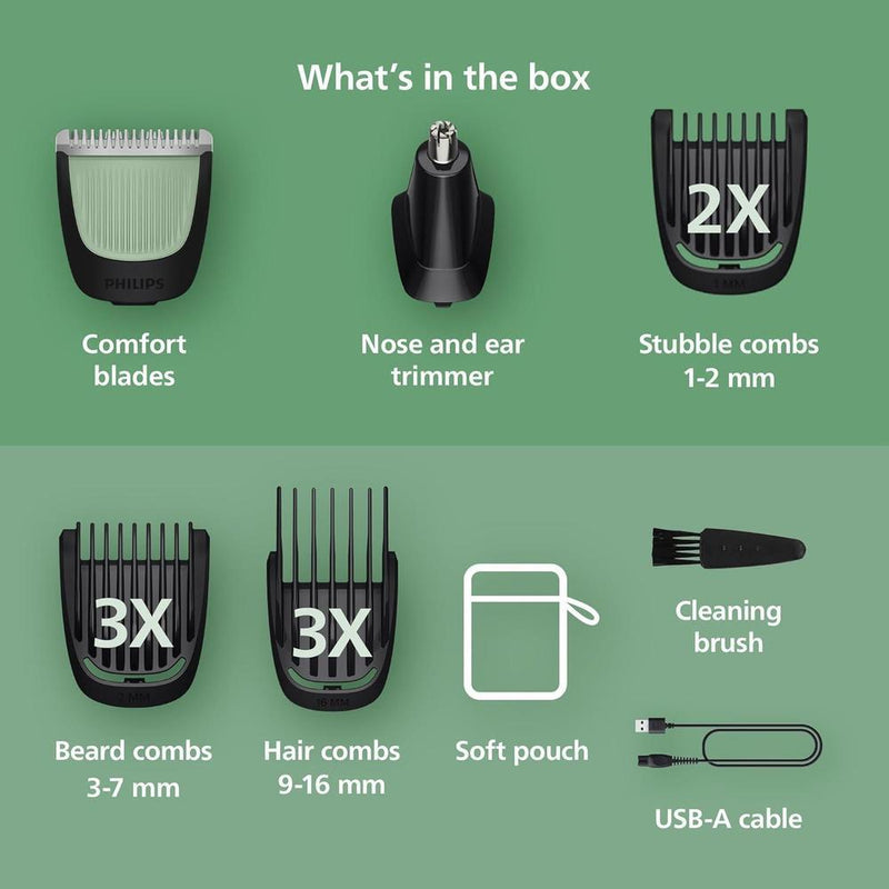 Recortadora Philips Norelco 13 en 1 serie 3000, 9 ajustes y cuchillas autoafilables para barba y cabello