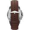 Reloj cronógrafo para hombre de acero inoxidable y cuero negro con detalles dorados, movimiento de cuarzo, modelo Grant