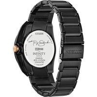 Citizen Eco-Drive Marvel Tony Stark I Love You - Reloj de acero inoxidable negro, con fecha de 3 manecillas, luminoso, parte trasera grabada