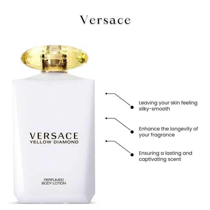 Versace Loción Corporal Diamante Amarillo, aroma floral, 200ml. Hidratación y luminosidad para la piel