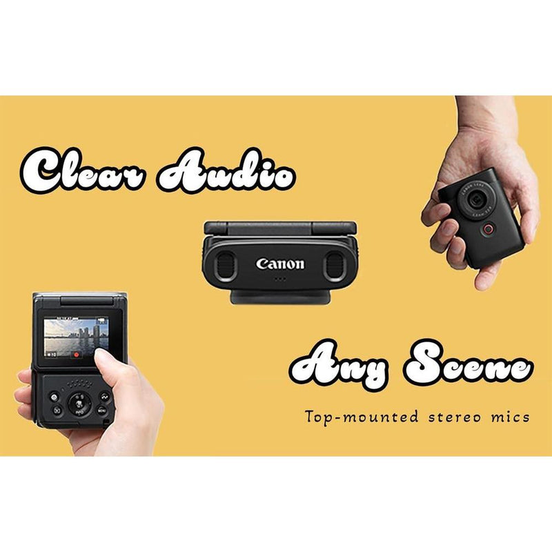 Canon PowerShot V10 Cámara compacta para vlogging, sensor CMOS, video 4K, lente zoom, micrófono estéreo, negro