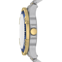 Reloj Fossil Garrett multifuncional de acero inoxidable en dos tonos con estilo deportivo y profundidad resistente al agua