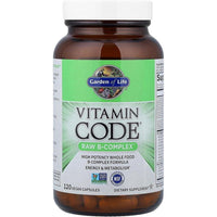 Garden of Life Complejo de vitamina B, 120 cápsulas veganas con probióticos, alta potencia B6, folato y B12 para energía
