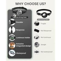 Collar de gato Airtag impermeable con patrón de pez luminoso y soporte oculto, ideal para rastrear a tu gato