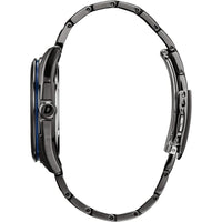 Citizen Reloj Eco-Drive Weekender para hombre en acero inoxidable IP negro, esfera azul, modelo AW1147-52L