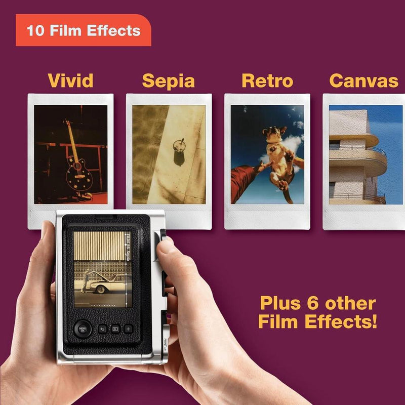 Cámara instantánea híbrida Fujifilm Instax Mini EVO color marrón, impresión de fotos Instax Mini de alta calidad