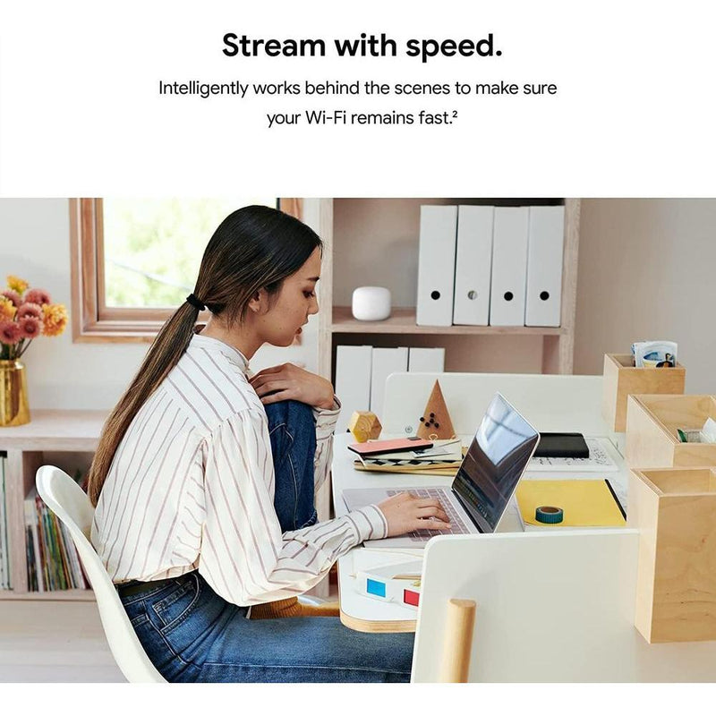 Router y extensor Nest WiFi con altavoz inteligente, compatible con Google WiFi, color blanco, paquete de 3