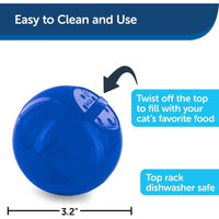 PetSafe SlimCat Juguete y dispensador de comida interactivo para gatos, azul, fomenta el ejercicio y la digestión, 15 cm