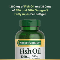 Aceite de Pescado Nature's Bounty 1200 mg con 360 mcg Omega-3, Suplemento Salud Cardíaca y Celular, 200 Cápsulas