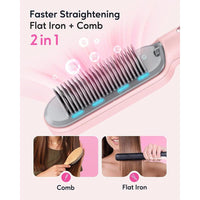Cepillo alisador de cabello Wavytalk, peine iónico, antiquemaduras, calentamiento rápido, apto para todos los tipos de cabello