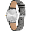 Citizen Reloj unisex Eco-Drive Classic Eco, acero inoxidable de dos tonos, correa de cuero gris, modelo AR3124-07H