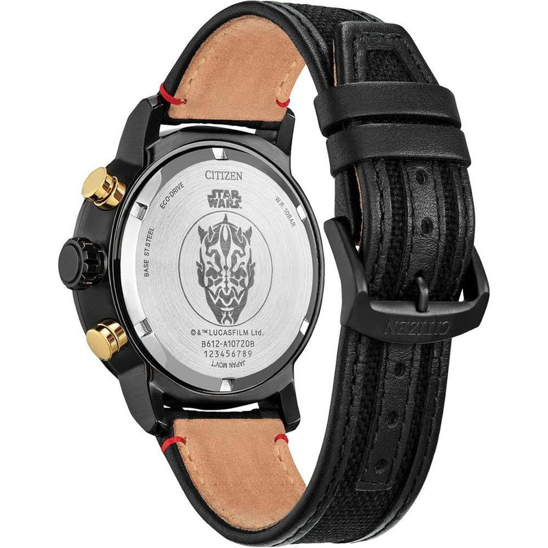 Citizen Eco-Drive Star Wars Darth Maul Mastermind cronógrafo negro con correa de nailon y esfera negra, modelo CA0766-02W
