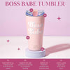 Paris Hilton Boss Babe - Vaso de agua aislado a prueba de fugas con tapa abatible, taza de viaje de acero inoxidable,  rosa iridiscente