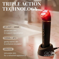 Dispositivo de belleza de luz roja para cara y cuello con masajeador 3 en 1, triple LED y tecnología de vibración avanzada