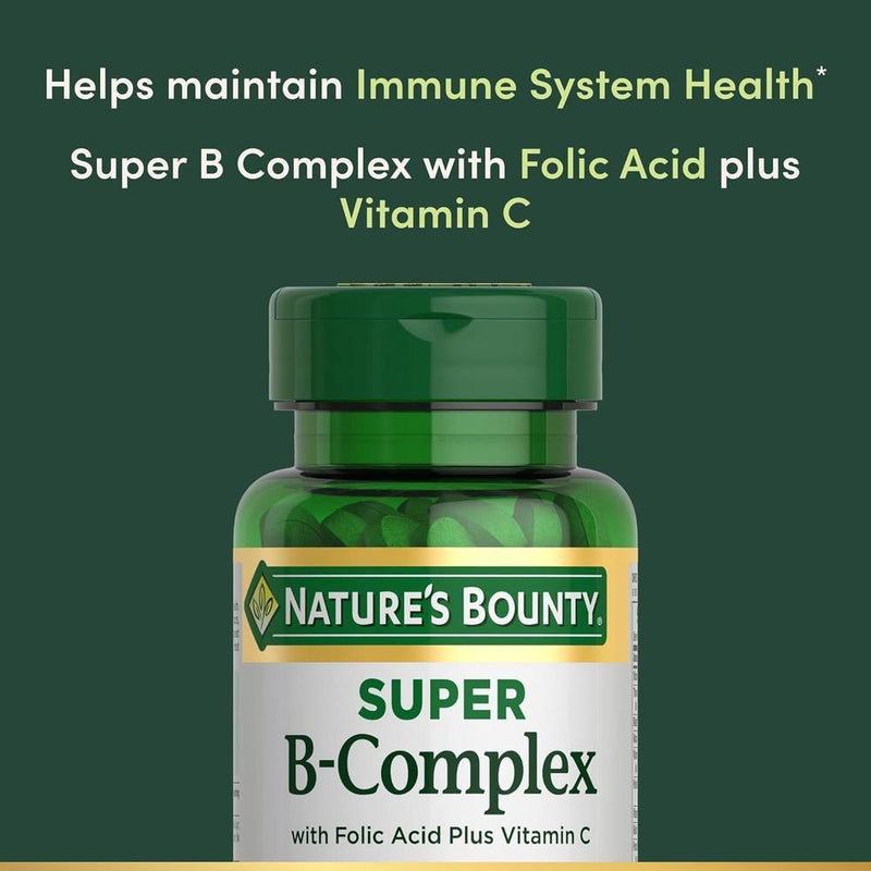 Nature's Bounty Vitaminas del Complejo Súper B con Vitamina C y Ácido Fólico para energía celular e inmunidad
