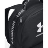 Mochila Under Armour Loudon, color Negro y Blanco, diseño casual con tecnología UA Storm, funda para laptop y varios compartimentos.