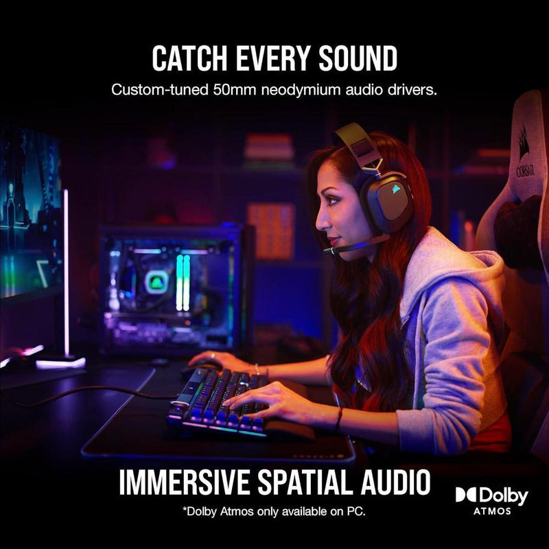 CORSAIR HS80 RGB Wireless Auriculares Gaming Multiplataforma con Sonido Inmersivo y Micrófono de Calidad