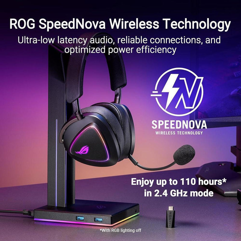 ASUS ROG Delta II Wireless Gaming Headset Mic Tri-Mode Connectivity for PC PS5 PS4 Xbox Switch Mobile