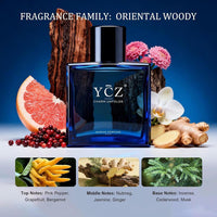 Ycz Charm Unfolds Perfume Marino para Hombres, Colonia Eau De Parfum de Larga Duración, Fragancia Oriental Amaderada