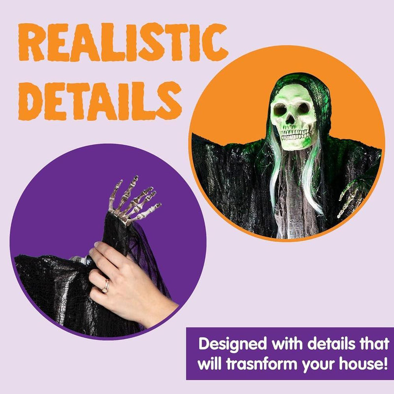 JOYIN decoraciones colgantes de esqueletos de Halloween, paquete de 3, brazos ajustables y material duradero para exteriores