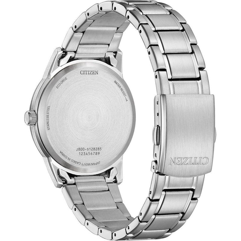 Reloj clásico de vestir Eco-Drive para hombre con pulsera de acero inoxidable y esfera marfil de Citizen, función día/fecha