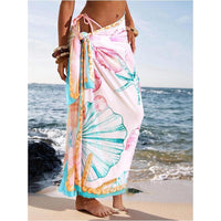 Floerns Cover Up de Vacaciones para Mujer, Pareo de Playa Floral Transparente con Falda Envolvente
