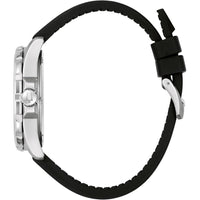 Bulova Reloj Marine Star de cuarzo plateado de acero inoxidable para hombre, correa de cuero y silicona, resistente al agua