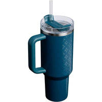 Stanley Quencher H2.0, vaso acero inoxidable con asa, pajilla, tapa giratoria FlowState, aislamiento térmico, sin BPA, azul claro