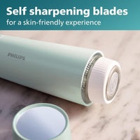 Philips Beauty Serie 5000 - Afeitadora eléctrica y peluquera personal para mujer, compacta e inalámbrica, cabeza hipoalergénica, depilación suave y rápida
