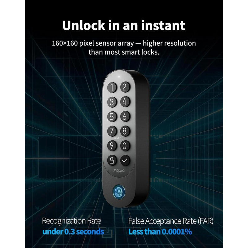 Aqara Smart Lock U200 con teclado, cerradura sin llave por huella digital, compatible Apple Home con batería recargable