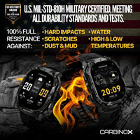 CARBINOX Vortex Smartwatch con función de llamadas, rastreador fitness militar, resistente al agua, diseño deportivo