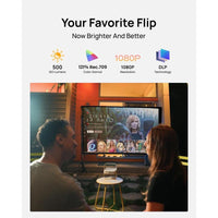 XGIMI Elfin Flip Plus Proyector portátil con Google TV, Netflix, 500 lúmenes ISO, resolución 1080P, diseño compacto