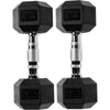 Mancuerna hexagonal Signature Fitness recubierta de goma ideal para gimnasio y hogar, entrenamiento seguro y efectivo